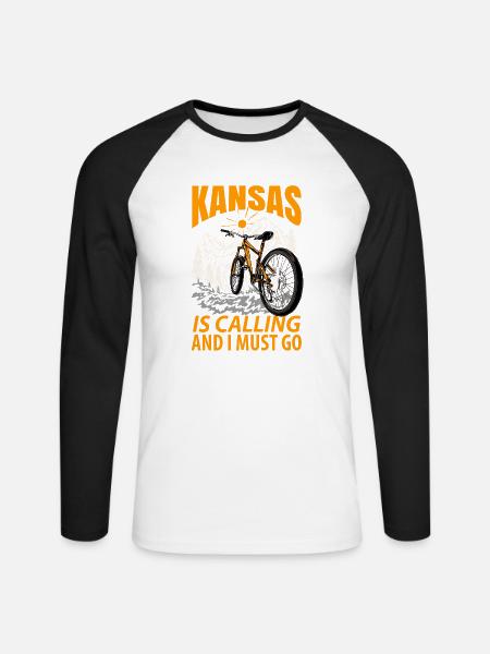 Kansas reisen geschenk - Unisex Baseballshirt langarm - Weiß/Schwarz