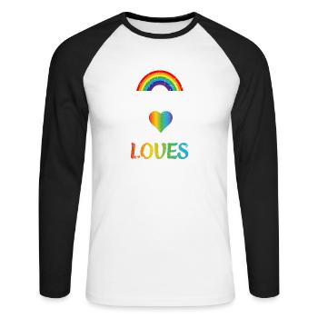 Jésus aime tout le monde gay - T-shirt baseball manches longues Homme - blanc/noir - Devant - Nik (191cm)