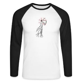 Viking Axe I Walhalla Asgard Motif for Teutons - Unisex Long Sleeve Baseball T-Shirt - white/black - Front - Nik (191cm)