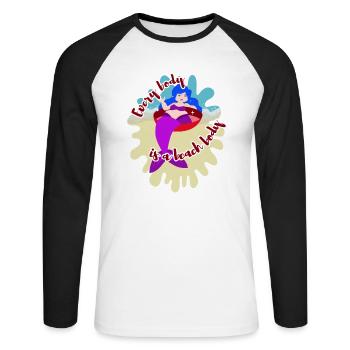Every Body Is A Beach Body mermaid body positivity - Unisex Long Sleeve Baseball T-Shirt - white/black - Front - Nik (191cm)