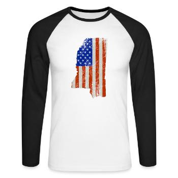 Mississippi Home Usa flag gift - Unisex Long Sleeve Baseball T-Shirt - white/black - Front - Nik (191cm)