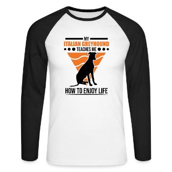 Italian greyhound Italian wind chime - Unisex Long Sleeve Baseball T-Shirt - white/black - Front - Nik (191cm)