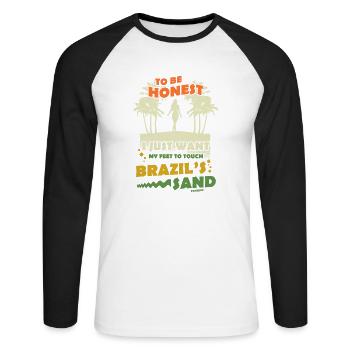 Brasilien Rio de Janeiro Südamerika Geschenk - Unisex Baseballshirt langarm - Weiß/Schwarz - Vorne - Nik (191cm)