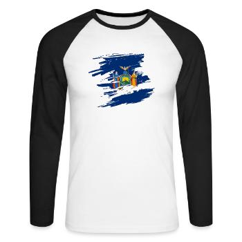 New York Pride Gift - Unisex Long Sleeve Baseball T-Shirt - white/black - Front - Nik (191cm)
