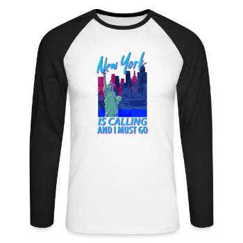 Gift from the City of New York - Unisex Long Sleeve Baseball T-Shirt - white/black - Front - Nik (191cm)