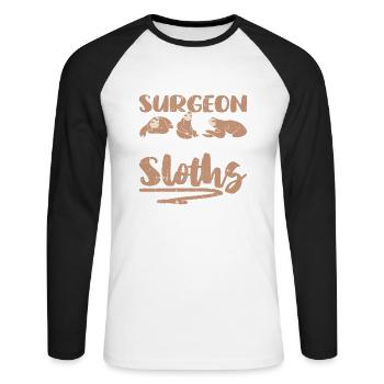 Chirurg - Unisex Baseballshirt langarm - Weiß/Schwarz - Vorne - Nik (191cm)