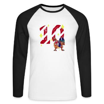 10 ans Dinosaure Football Américain 10ème B-day - T-shirt baseball manches longues Homme - blanc/noir - Devant - Nik (191cm)