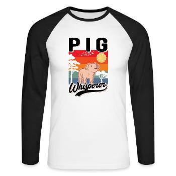 Schweineflüsterer Schweine Pig Whisperer - Unisex Long Sleeve Baseball T-Shirt - white/black - Front - Nik (191cm)