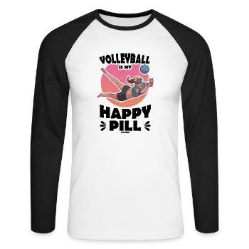Volleyball Beach Volleyball Cadeau Plage - T-shirt baseball manches longues Homme - blanc/noir - Devant - Nik (191cm)