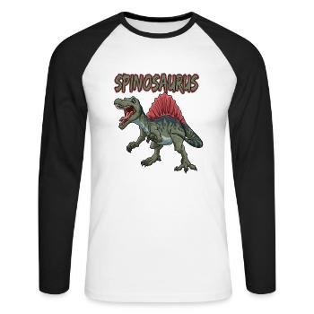 Dinosaurier Spinosaurus Fleischfresser Dino - Unisex Baseballshirt langarm - Weiß/Schwarz - Vorne - Nik (191cm)
