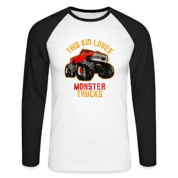 Cet enfant aime les Monster Trucks - T-shirt baseball manches longues Homme - blanc/noir - Devant - Nik (191cm)