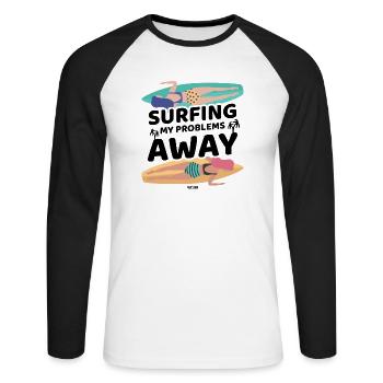 Mère Planche de surf Petite amie Sœur - T-shirt baseball manches longues Homme - blanc/noir - Devant - Nik (191cm)