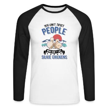 Silk Chicken Gift Silkie Chicken - Unisex Long Sleeve Baseball T-Shirt - white/black - Front - Nik (191cm)