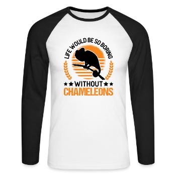 Chameleon Cadeau Caméléon - T-shirt baseball manches longues Homme - blanc/noir - Devant - Nik (191cm)