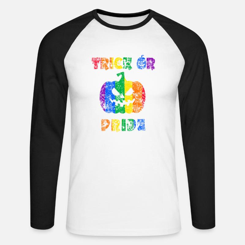 Trick oder Stolz Halloween Stolz - Unisex Baseballshirt langarm - Weiß/Schwarz