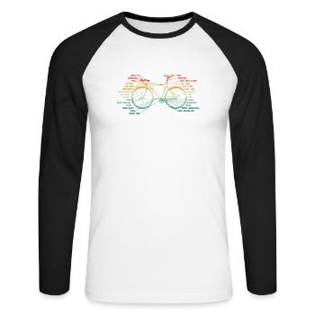 Vélo Biker Cyclisme Anatomie Vélo de route Pièces Vélo - T-shirt baseball manches longues Homme - blanc/noir - Devant - Nik (191cm)