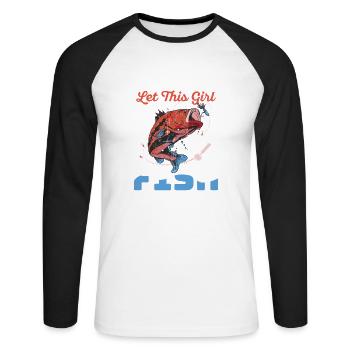 Move Over Boys Let This Girl Show You How To Fish - Unisex Baseballshirt langarm - Weiß/Schwarz - Vorne - Nik (191cm)