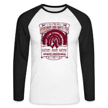 Chemise cancer de la tête et du cou, en avril nous portons - T-shirt baseball manches longues Homme - blanc/noir - Devant - Nik (191cm)
