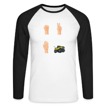 Rock Paper Scissors Nothing Bears RC Cars Remote C - Unisex Long Sleeve Baseball T-Shirt - white/black - Front - Nik (191cm)