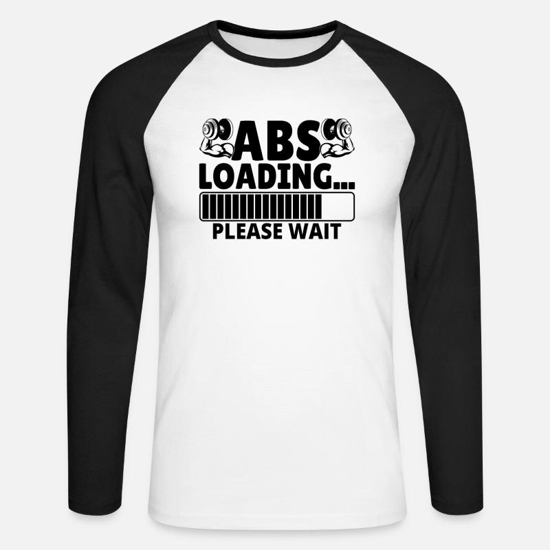 Abs Loading... please wait - Unisex Baseballshirt langarm - Weiß/Schwarz