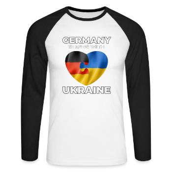 Germany supports Ukraine - Unisex Long Sleeve Baseball T-Shirt - white/black - Front - Nik (191cm)