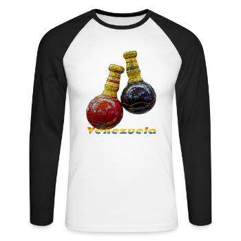 maracas Latin music mexico fiesta - Unisex Long Sleeve Baseball T-Shirt - white/black - Front - Nik (191cm)