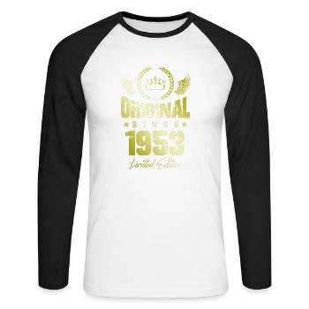 Édition limitée 1953 - T-shirt baseball manches longues Homme - blanc/noir - Devant - Nik (191cm)