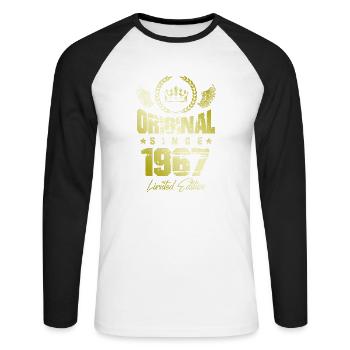 Édition limitée 1967 - T-shirt baseball manches longues Homme - blanc/noir - Devant - Nik (191cm)