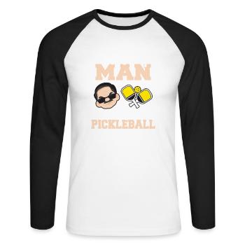 A Grumpy Man Who Loves Pickleball Funny Pickleball - Unisex Baseballshirt langarm - Weiß/Schwarz - Vorne - Nik (191cm)