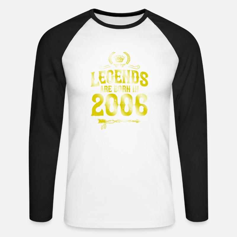 2006 legends born in - Unisex Baseballshirt langarm - Weiß/Schwarz