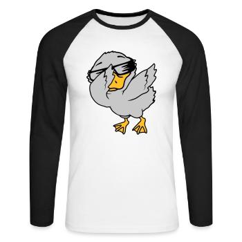 Dabbing Party Ducklings Cool - Unisex Long Sleeve Baseball T-Shirt - white/black - Front - Nik (191cm)