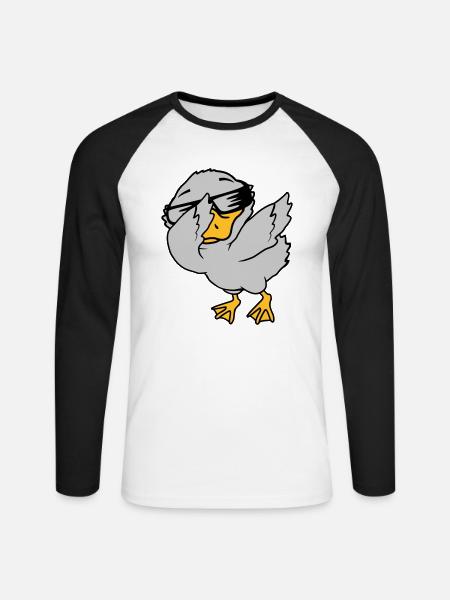 Dabbing Party Ducklings Cool - Unisex Long Sleeve Baseball T-Shirt - white/black