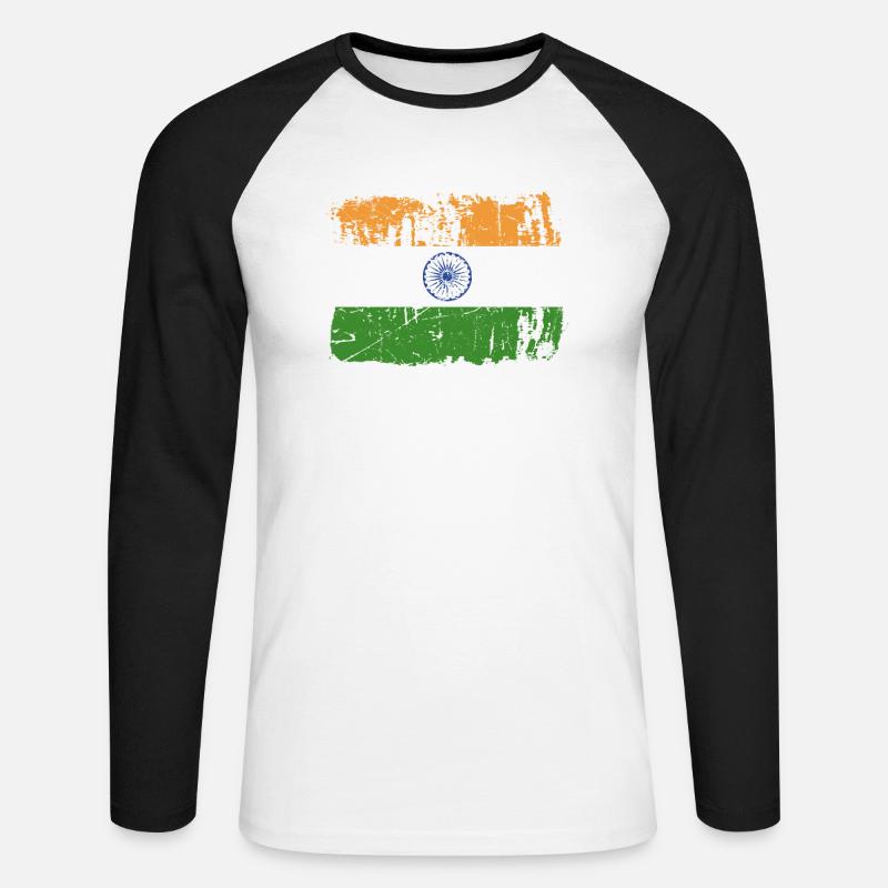 Indien Pride Geschenk - Unisex Baseballshirt langarm - Weiß/Schwarz