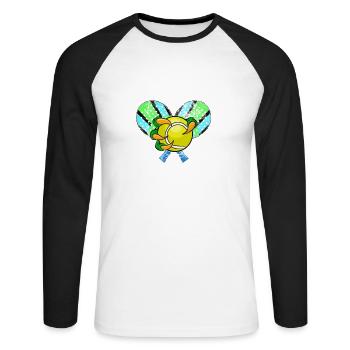 Padel Schläger mit einer Reptilien Hand mit Padel - Unisex Baseballshirt langarm - Weiß/Schwarz - Vorne - Nik (191cm)