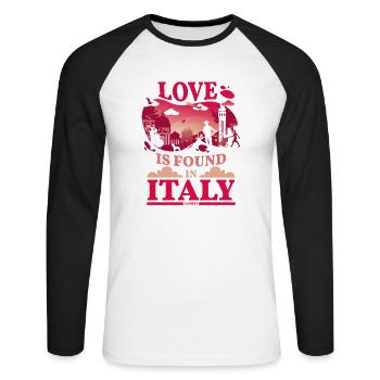 Italie - T-shirt baseball manches longues Homme - blanc/noir - Devant - Nik (191cm)