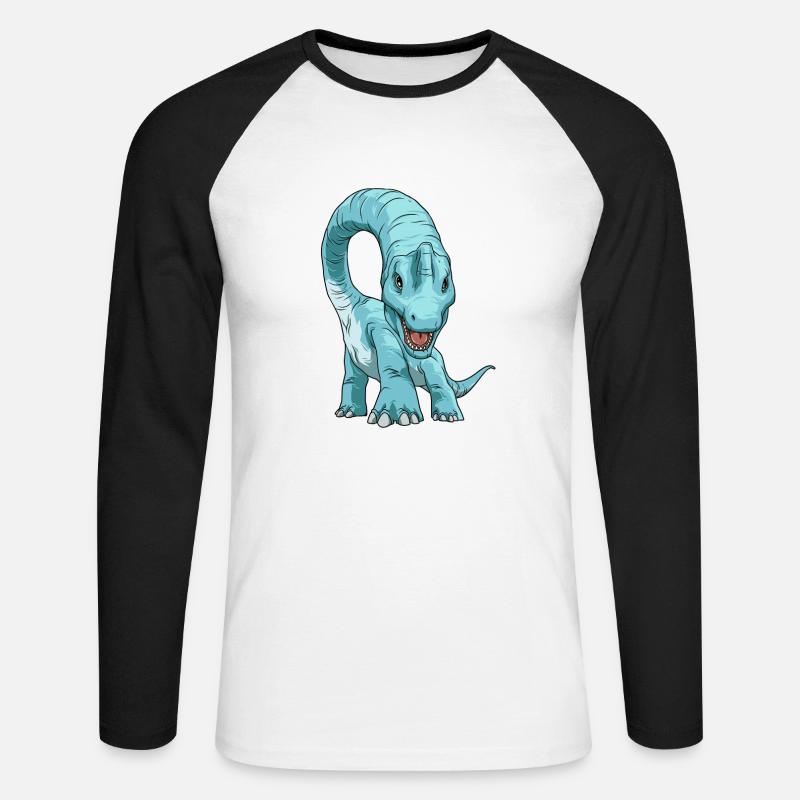 Brachiosaurus Dinosaurier Face to Face - Unisex Baseballshirt langarm - Weiß/Schwarz