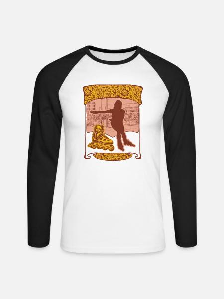 Rollerblades Hemd, lustiges Rollerblading Mädchen - Unisex Baseballshirt langarm - Weiß/Schwarz