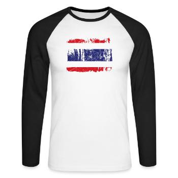 Voyage Thaïlande Cadeau - T-shirt baseball manches longues Homme - blanc/noir - Devant - Nik (191cm)