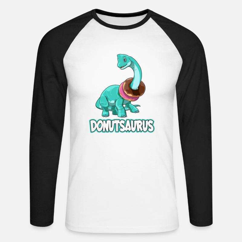 Donutsaurus Dinosaurier Brachiosaurus - Unisex Baseballshirt langarm - Weiß/Schwarz