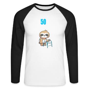 Mit 50 nichts anders nur langsamer 50 Geburtstag - Unisex Baseballshirt langarm - Weiß/Schwarz - Vorne - Nik (191cm)