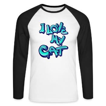 I love my cat - Unisex Long Sleeve Baseball T-Shirt - white/black - Front - Nik (191cm)