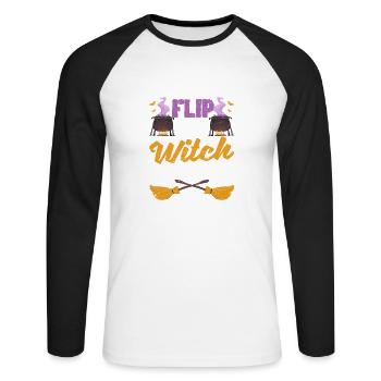 Ne me faites pas utiliser mon interrupteur de sorcière - T-shirt baseball manches longues Homme - blanc/noir - Devant - Nik (191cm)