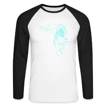 Informaticien Programmeur informatique Nerd Geek - T-shirt baseball manches longues Homme - blanc/noir - Devant - Nik (191cm)