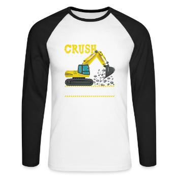 I m Ready To Crush Kindergarten Construction - Unisex Long Sleeve Baseball T-Shirt - white/black - Front - Nik (191cm)