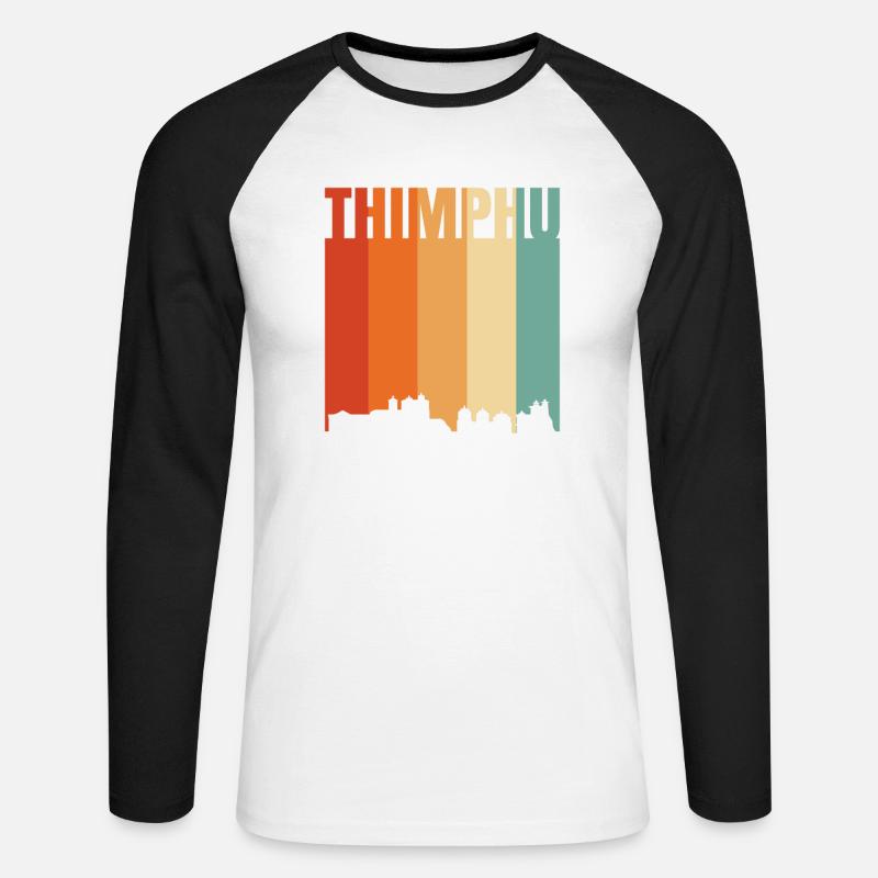 Thimphu - Unisex Baseballshirt langarm - Weiß/Schwarz