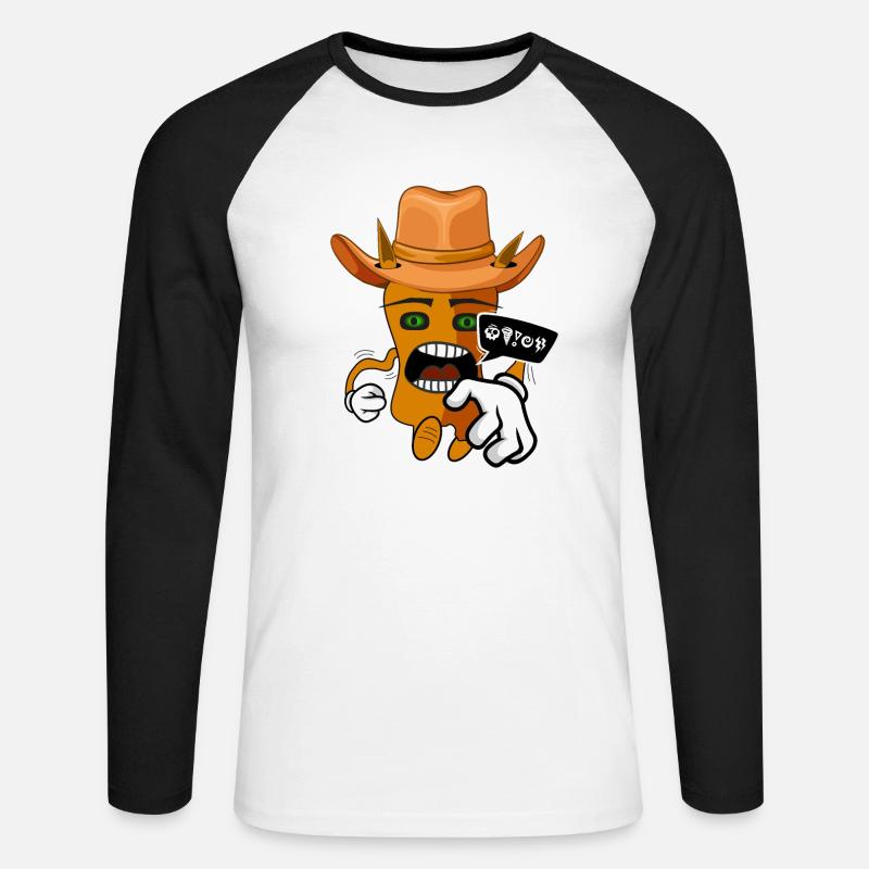 Verärgertes süßes Comic Monster - Unisex Baseballshirt langarm - Weiß/Schwarz