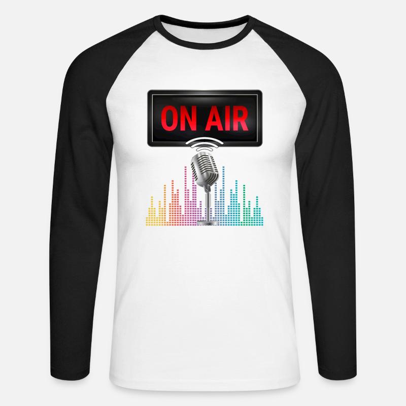 On Air - YT oder Podcast - Unisex Baseballshirt langarm - Weiß/Schwarz