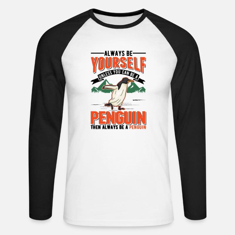 Pinguin Geschenk Penguin - Unisex Baseballshirt langarm - Weiß/Schwarz