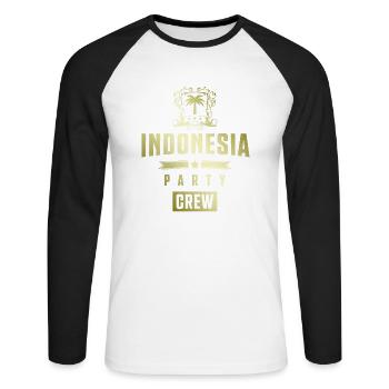 Équipage de fête en Indonésie - T-shirt baseball manches longues Homme - blanc/noir - Devant - Nik (191cm)