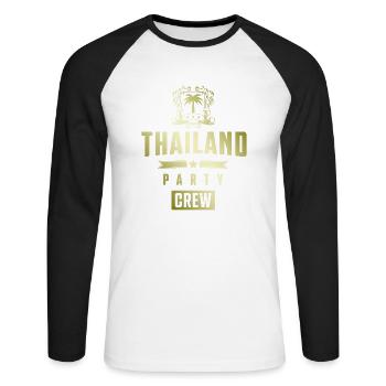 Thailand Party Crew - Unisex Baseballshirt langarm - Weiß/Schwarz - Vorne - Nik (191cm)